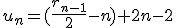 u_n=(\frac{r_{n-1}}{2}-n) + 2n - 2